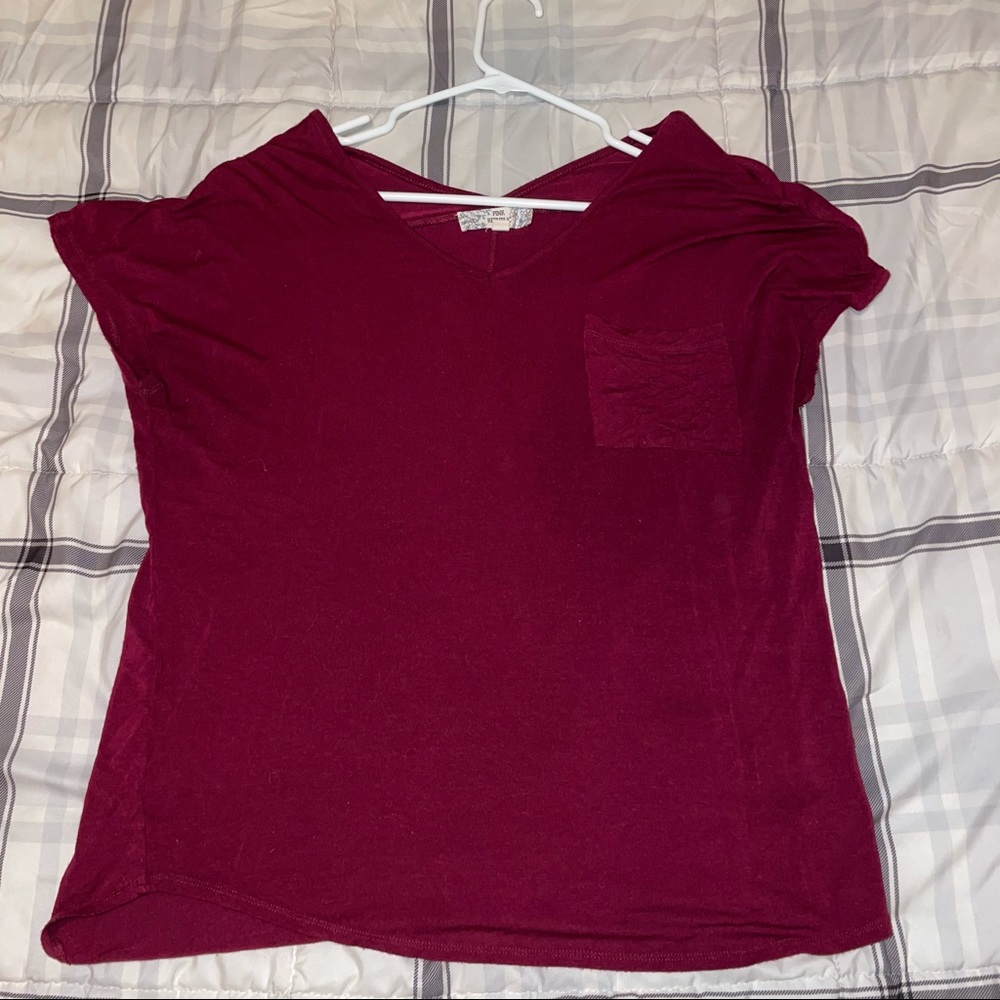 Plain Red Tee With Pocket